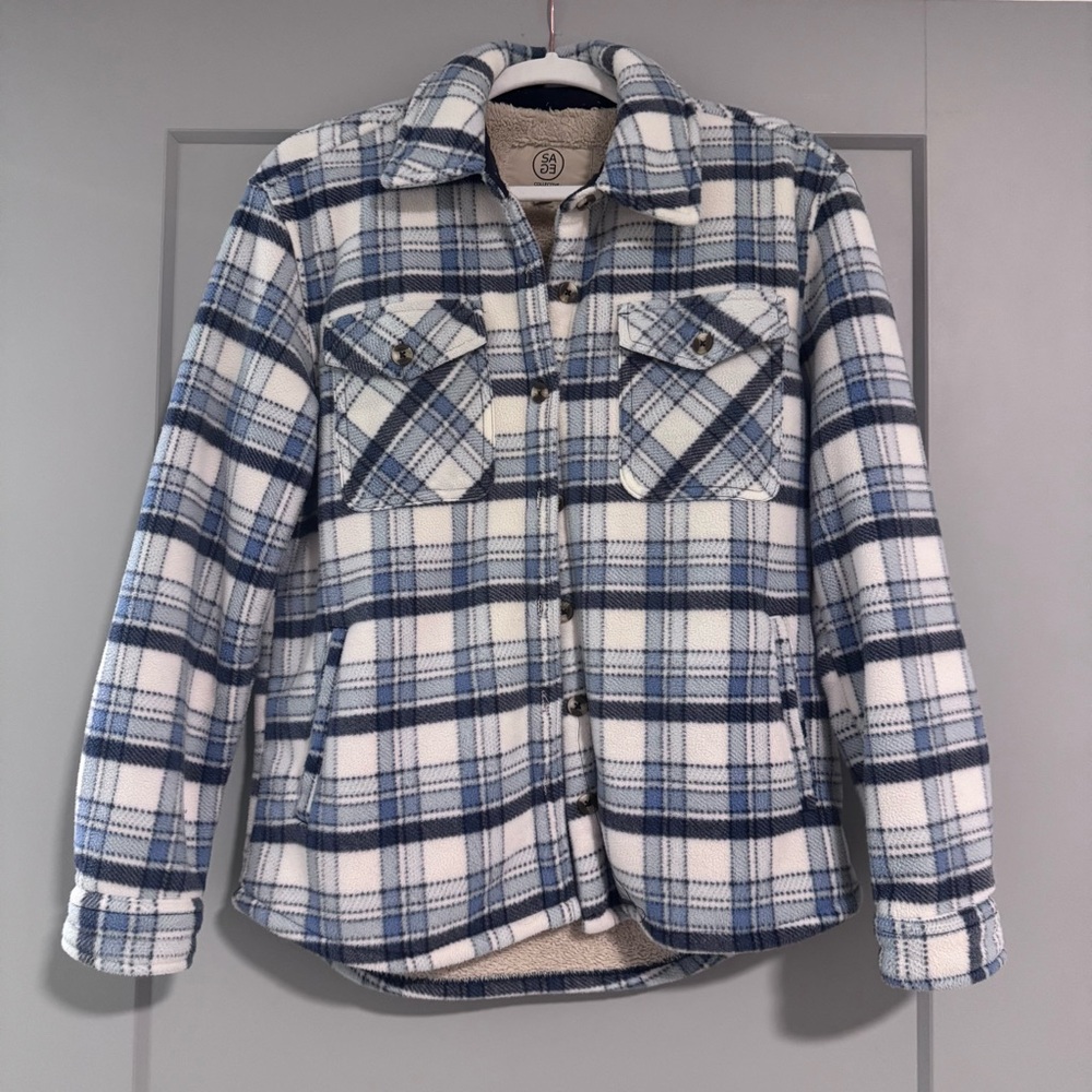 Blue and White Plaid Jacket